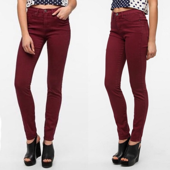 BDG Denim - BDG High Rise Cigarette Skinny Straight Jeans Red